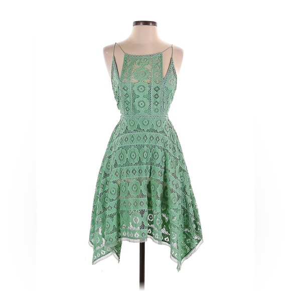 Free People Just Like Honey Mint Green Lace Spaghetti Straps Dress size 6 - Picture 2 of 7